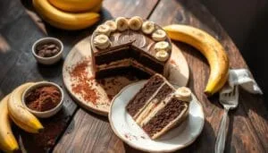 homemade chocolate and babana cake