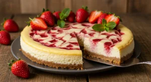 : strawberry-swirl-cheescake